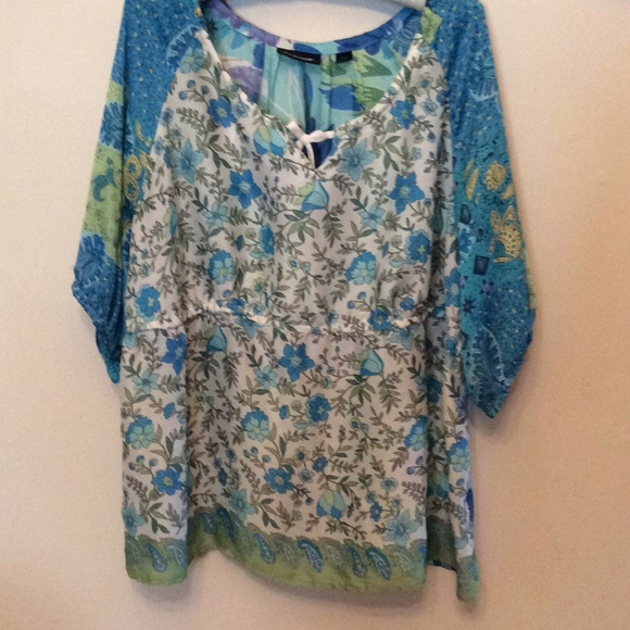 Avenue  Beautiful Fab Multi-Print Chic Boho Top - Picture 5 of 5